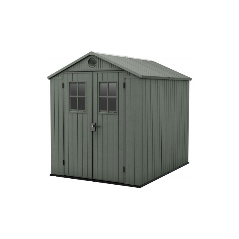 Caseta de Jardín Keter DARWIN de Resina Verde 6x8 con Ventanas Frontales