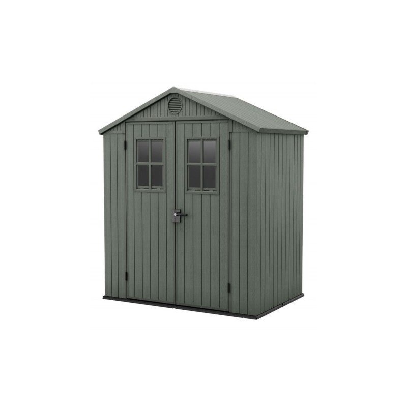 Caseta de Jardín Keter DARWIN 6x4 de Resina Verde con Ventanas Frontales