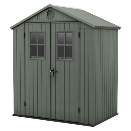 Caseta de Jardín Keter DARWIN 6x4 de Resina Verde con Ventanas Frontales