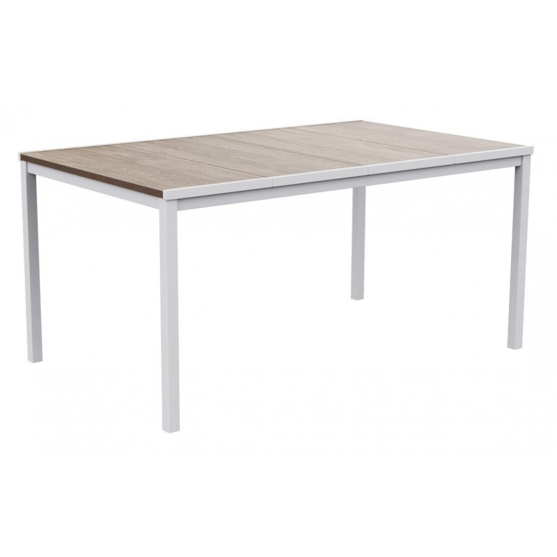 Mesa Keter PORTO 160 efecto madera y estructura blanca