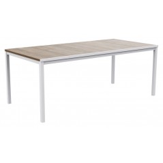 Mesa Keter PORTO 200 efecto madera y estructura blanca