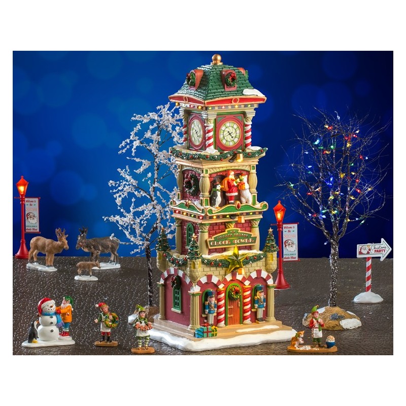 The Village Square Clock Tower Set con fuente de alimentación 4.5V Cód. 56673