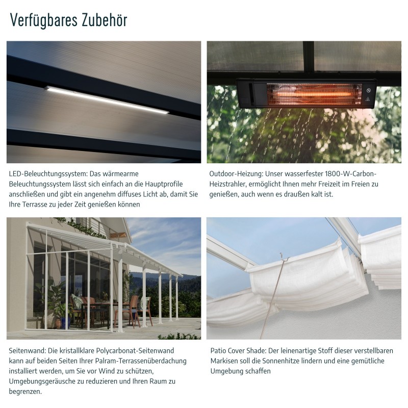 Canopia Feria Pergola Attached in Aluminum 3X12.2 m Gray