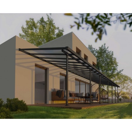 Pérgola Canopia Feria Adosada en Aluminio 3X12,7 m Gris