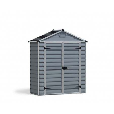 Caseta de jardín Canopia de policarbonato con claraboya, 90 x 185 x 217 cm, color gris