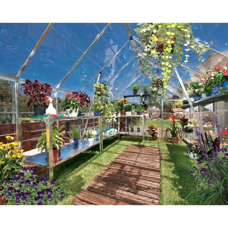 Canopia Octave Transparent Polycarbonate Garden Greenhouse 367X244X229 cm Silver