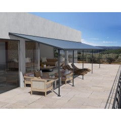 Pérgola Canopia Sierra Adosada en Aluminio 3X10,4 m Gris