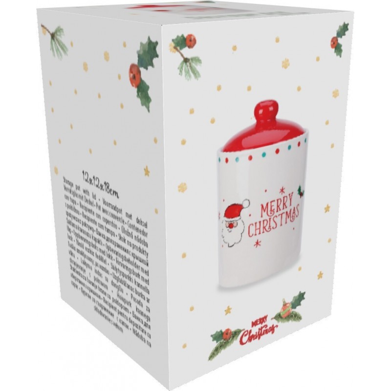 Tarro navideño de cerámica de 12x18 cm. Pieza única