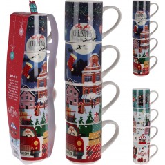 Juego de 4 tazas navideñas New Bone de 265 ml. Pieza única