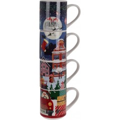 Juego de 4 tazas navideñas New Bone de 265 ml. Pieza única