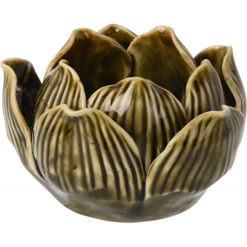 Portavelas de flor de loto de 8 x 5 cm. Pieza única