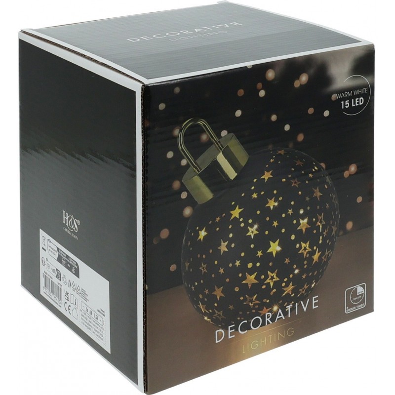 Esfera de cristal de 15 cm con LED - Dorada/Negra