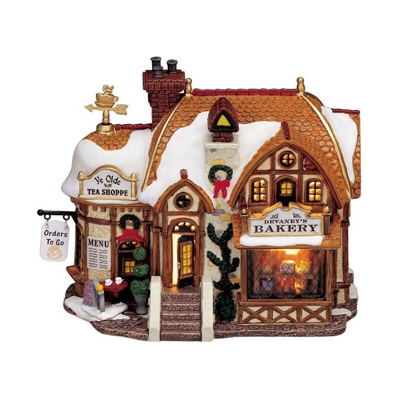 Lemax Starter Pack with Free Snow - Devaney's Bakery, Tannenbaum Christmas Shoppe, Lucy's Chocolate Shop