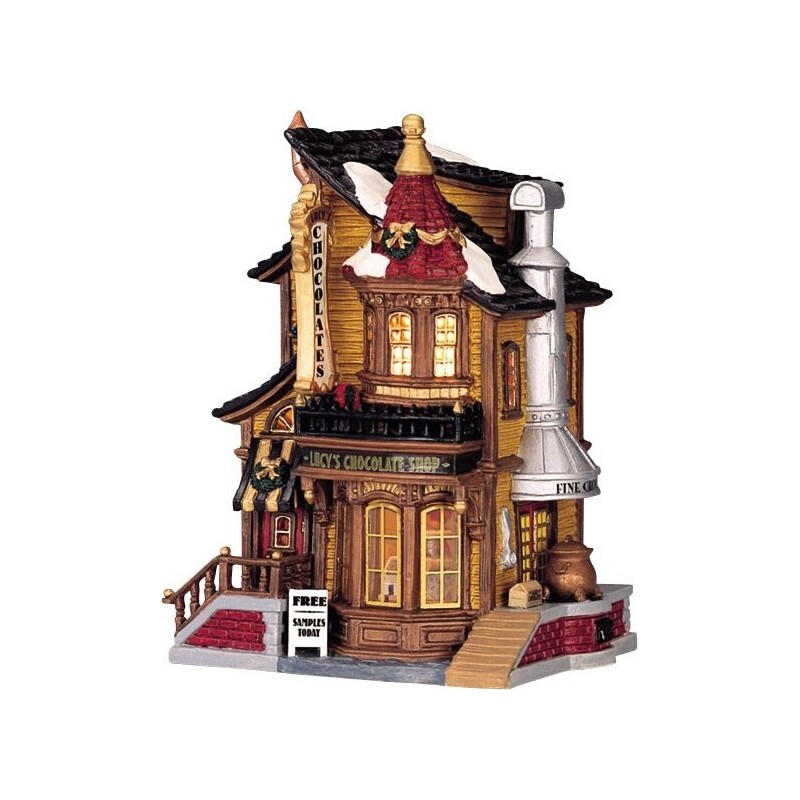 Paquete de inicio Lemax con nieve gratis - Devaney's Bakery, Tannenbaum Christmas Shoppe, Lucy's Chocolate Shop