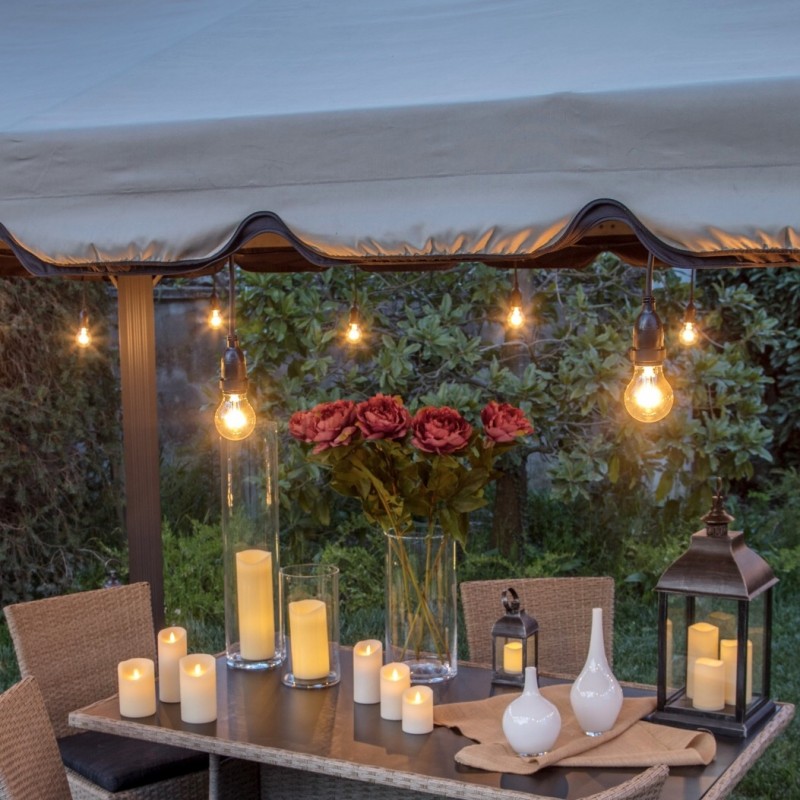 Guirnalda de Luces de Fiesta con 8 Portalámparas E27 5m Extensible Guirnalda de Luces de Fiesta con 8 Portalámparas E27 5m Extensible