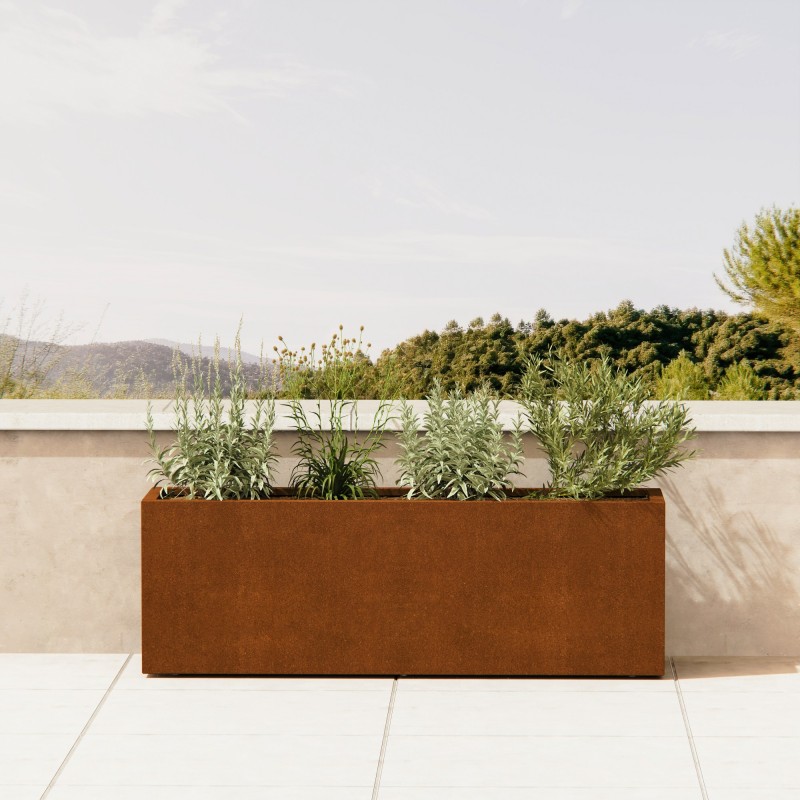 Jardinera Herstera PLANTER 40 de acero corten 150x40x50 cm