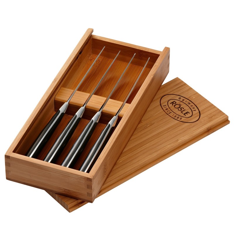 Cuchillos para steak Rösle en caja de madera 4 piezas cód. 250147