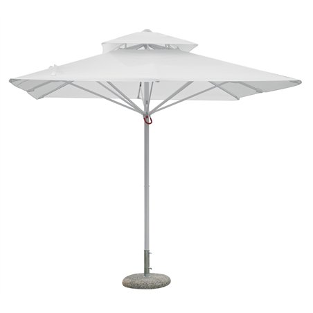 Ombrellone Push Up In Alluminio  con Palo Centrale 3x3 mt Bianco - Bianco