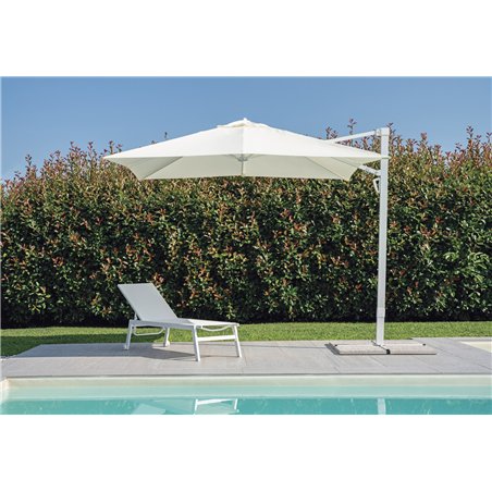 Sombrilla de jardín de aluminio Alabama con mástil lateral de 3x3 m color blanco Greenwood