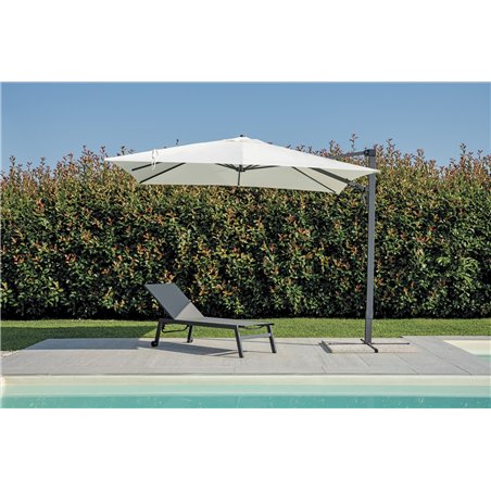 Sombrilla de jardín de aluminio Alabama con mástil lateral de 3x4 m color ecru - antracita Greenwood