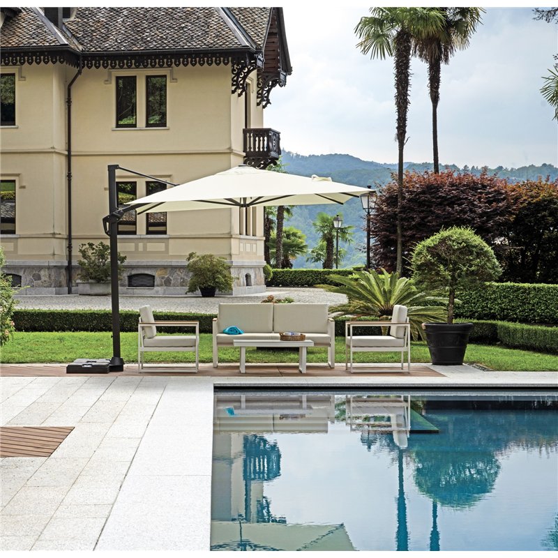 Sombrilla de jardín de aluminio Tennessee Contract de 3x4 m color ecru-antracita Greenwood