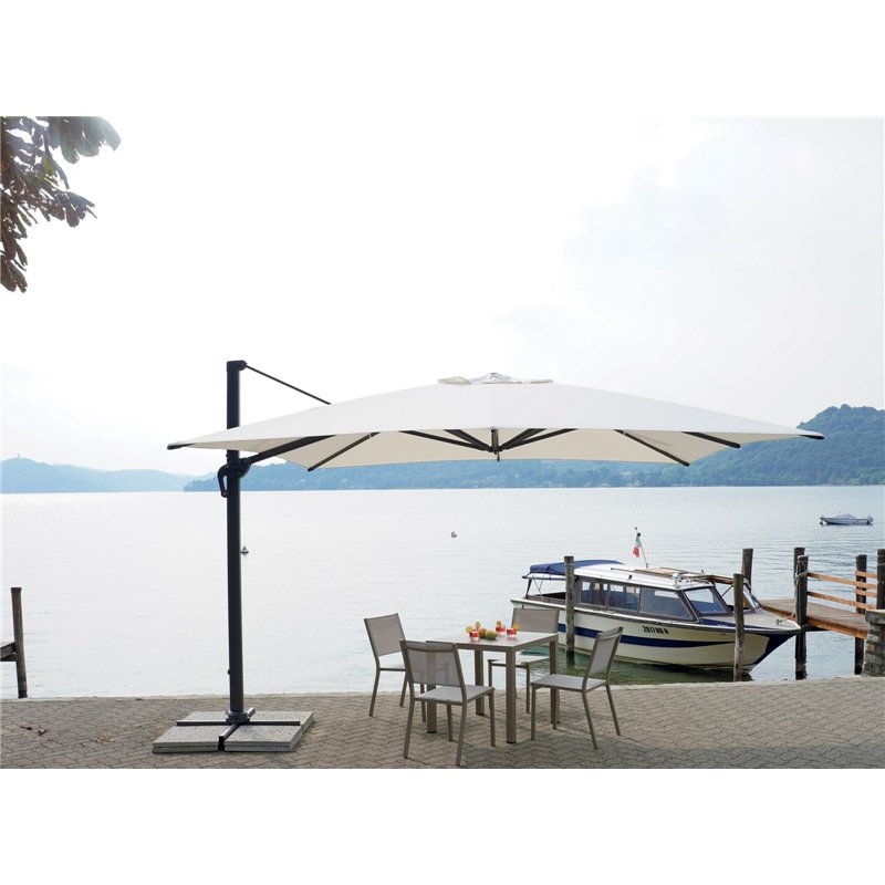 Greenwood Contract Aluminum Garden Parasol with 4x4m Side Pole Ecru - Anthracite