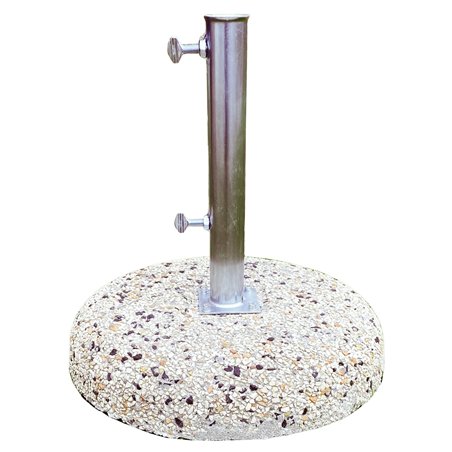 Base In Graniglietto ø54 Cm - Kg 35 - Tubo ø55 Mm Con Piastra A 4 Viti