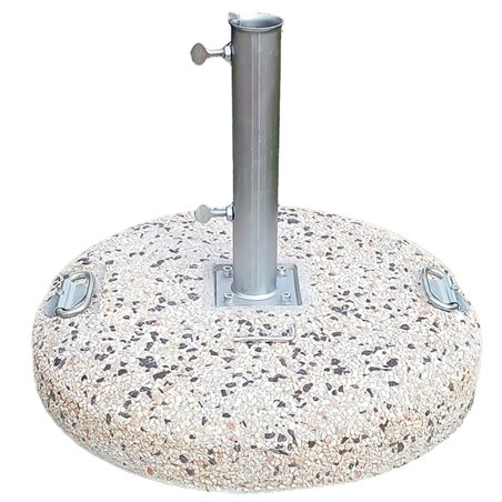 Base In Graniglietto ø60 Cm - Kg 75 - Tubo ø65 Mm Con Piastra A 4 Viti E Maniglie In Acciaio