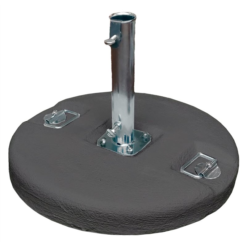 Base de hormigón gris de Ø54 cm - 50 kg - Tubo de Ø55 mm con placa de 4 tornillos y asas de acero Greenwood Base de hormigón gris de Ø54 cm - 50 kg - Tubo de Ø55 mm con placa de 4 tornillos y asas de acero Greenwood