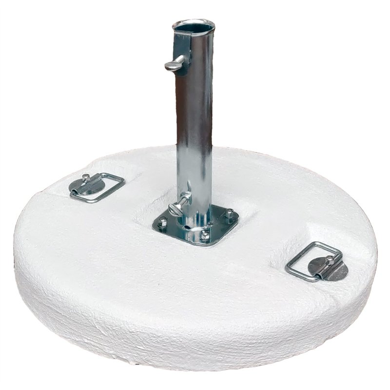 Base de hormigón blanco de Ø54 cm - 50 kg - Tubo de Ø55 mm con placa de 4 tornillos y asas de acero Greenwood