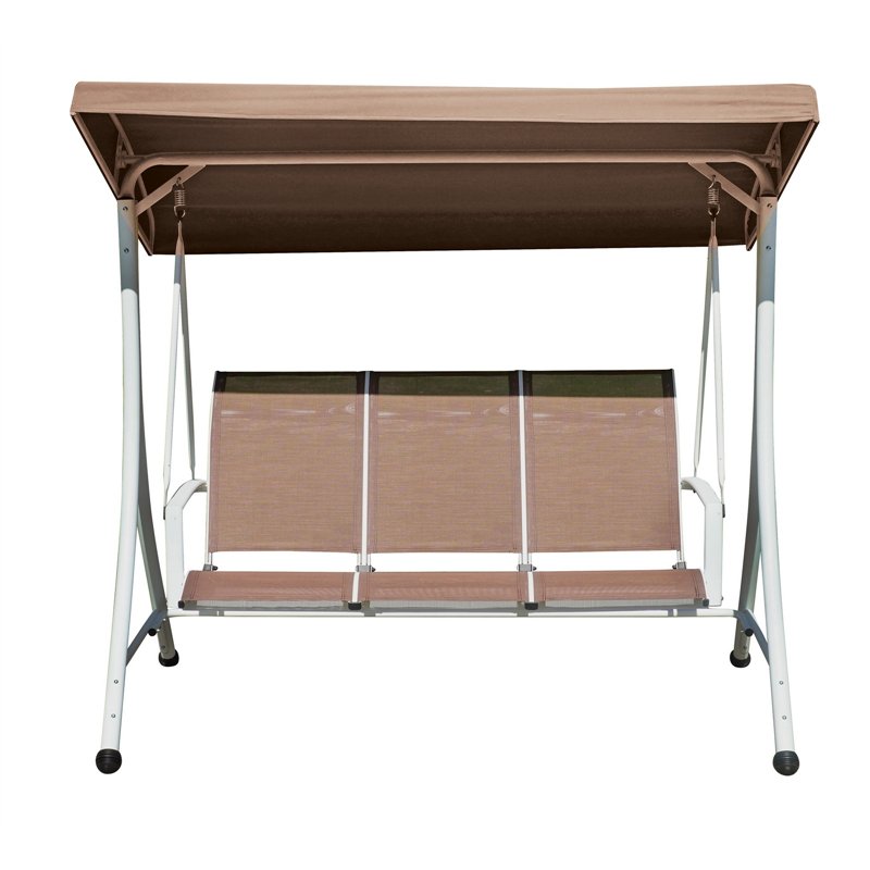 Greenwood 3-Seater Iron Swing - Dove Gray Textilene - White