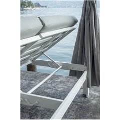 Daybed In Alluminio - Cuscini In Pvc Grigio Chiaro - Bianco