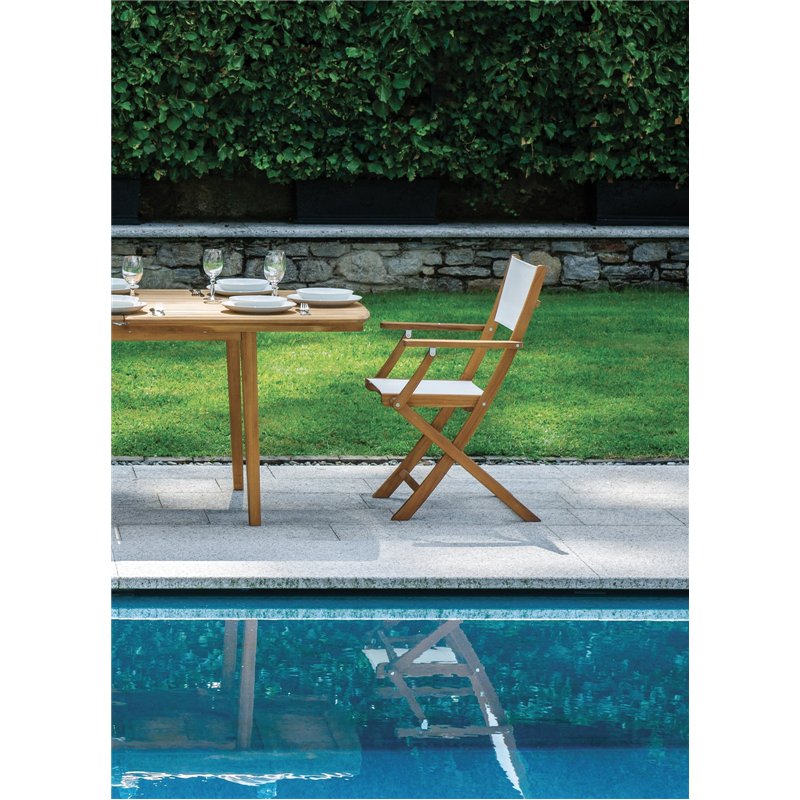 Silla de jardÍn de jardÍn Venturina plegable de acacia y textileno con reposabrazos Greenwood