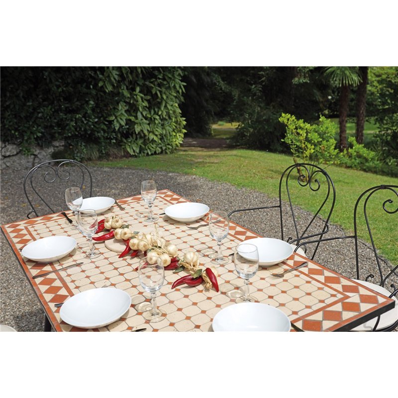 Mesa de jardÍn de mosaico de hierro de 150x90 cm - Negra Greenwood