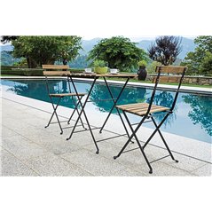 Set Bistrò Due Posti In Ferro E Acacia Fsc Scura - Antracite