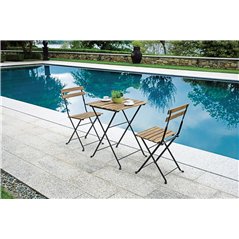 Set Bistrò Due Posti In Ferro E Acacia Fsc Scura - Antracite