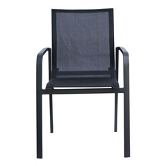 Sedia Samo In Alluminio - Textilene Nero - Antracite