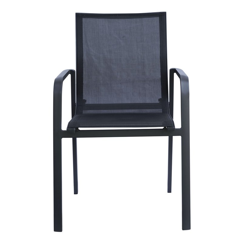 Silla de jardÍn Samo en aluminio - Textilene negro - Antracita Greenwood