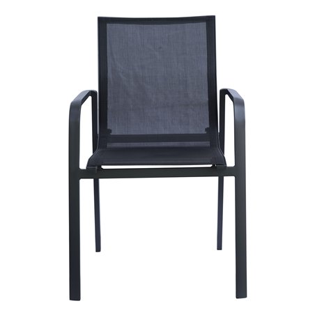 Sedia Samo In Alluminio - Textilene Nero - Antracite