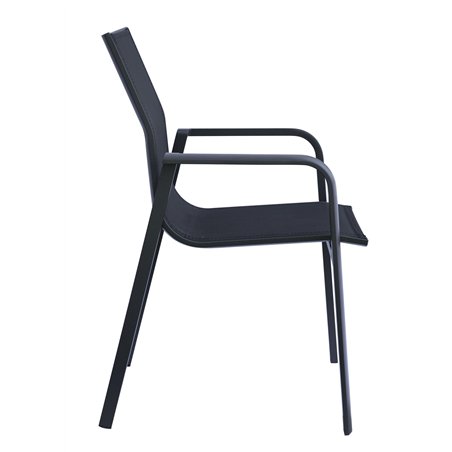 Greenwood Samo Garden Chair in Aluminum - Black Textilene - Anthracite