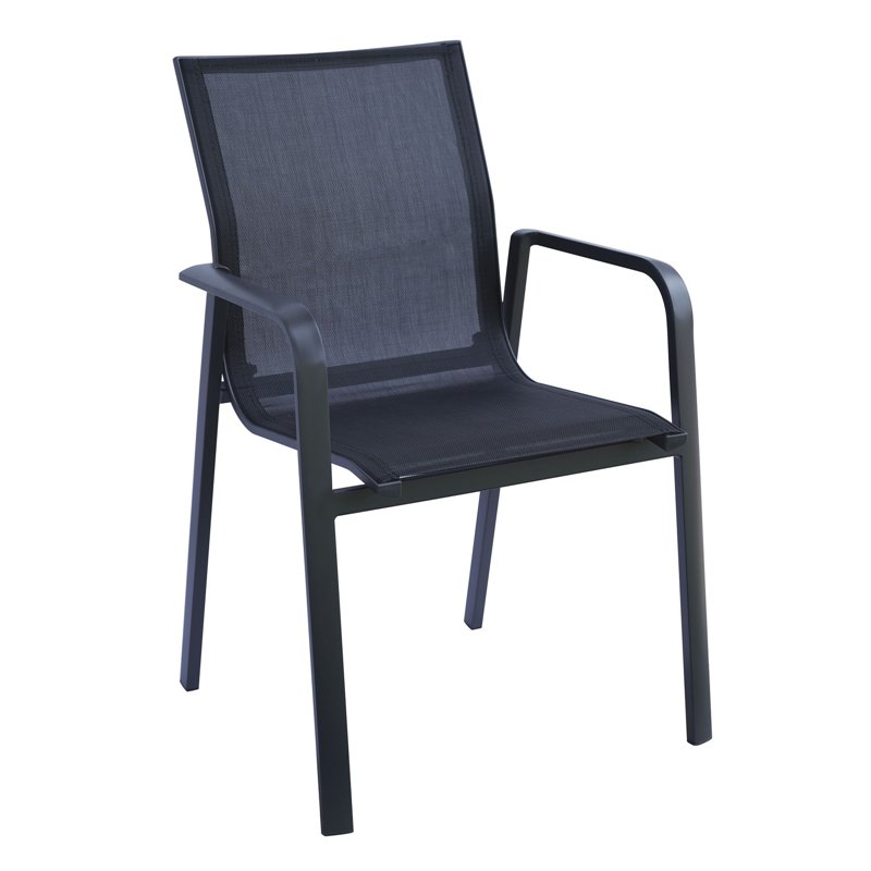 Silla de jardÍn Samo en aluminio - Textilene negro - Antracita Greenwood