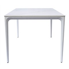 Mesa de jardÍn Alghero de aluminio de 180x90 con tablero de gres efecto mármol - Blanca Greenwood