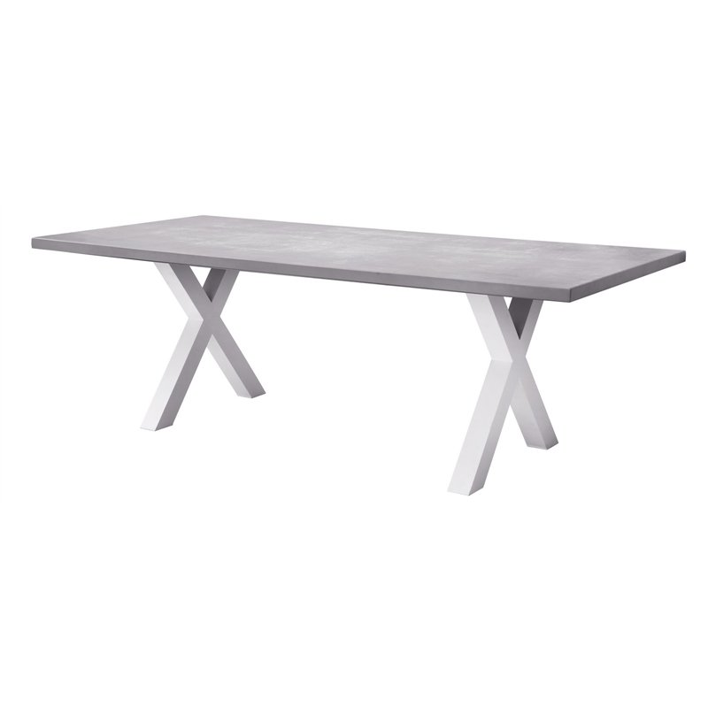 Mesa de jardÍn Amantea 220x100 cm - Tablero de resina gris - Blanco Greenwood