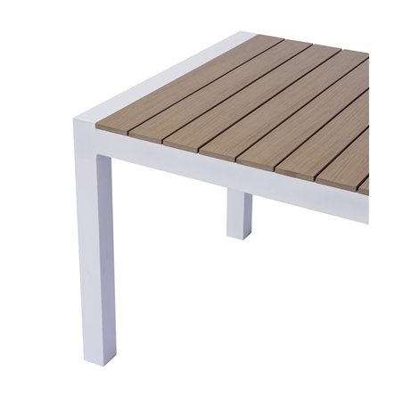 Mesa de jardÍn extensible de aluminio Maiorca 160/210x95 cm - Tablero de resina y madera - Blanco Greenwood