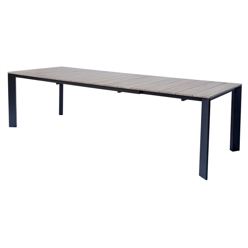 Mesa de jardÍn extensible de aluminio Arenzano 211/276x100 cm - Tablero efecto madera - Antracita Greenwood