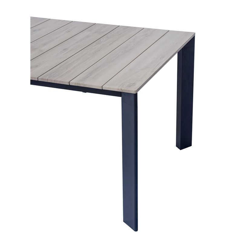 Mesa de jardÍn extensible de aluminio Arenzano 211/276x100 cm - Tablero efecto madera - Antracita Greenwood
