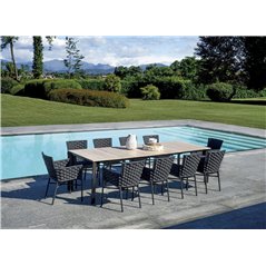 Tavolo Arenzano In Alluminio 211/276x100 cm - Piano Effetto Legno - Antracite - Allungabile