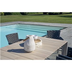 Tavolo Arenzano In Alluminio 211/276x100 cm - Piano Effetto Legno - Antracite - Allungabile