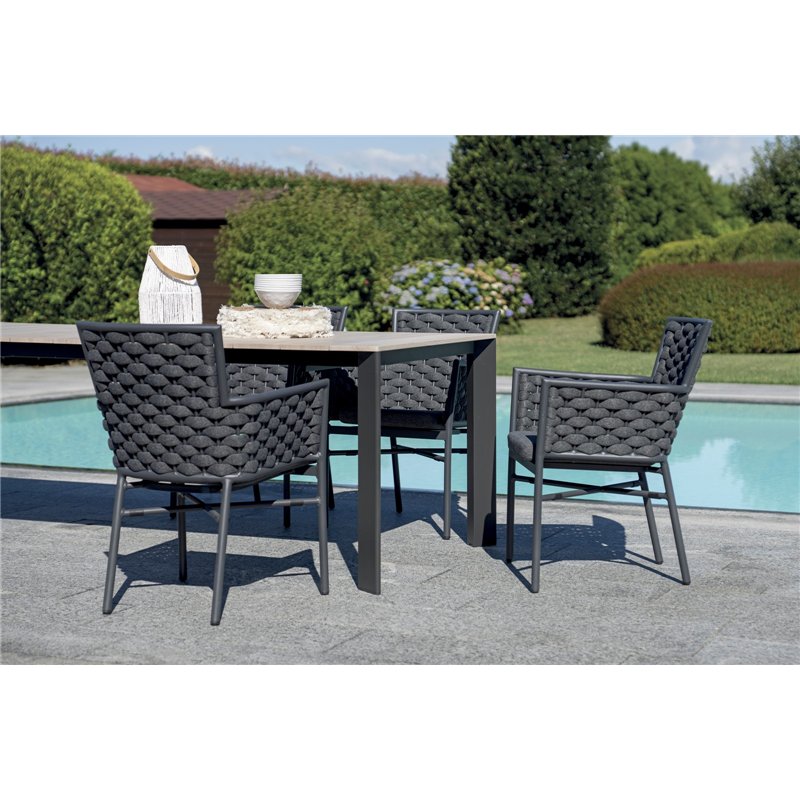 Greenwood Arenzano Extendable Aluminum Garden Table 211/276x100 cm - Wood-Effect Top - Anthracite