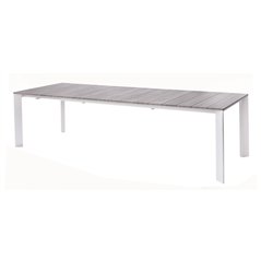 Tavolo Arenzano In Alluminio 211/276x100 cm - Piano Effetto Legno - Bianco - Allungabile